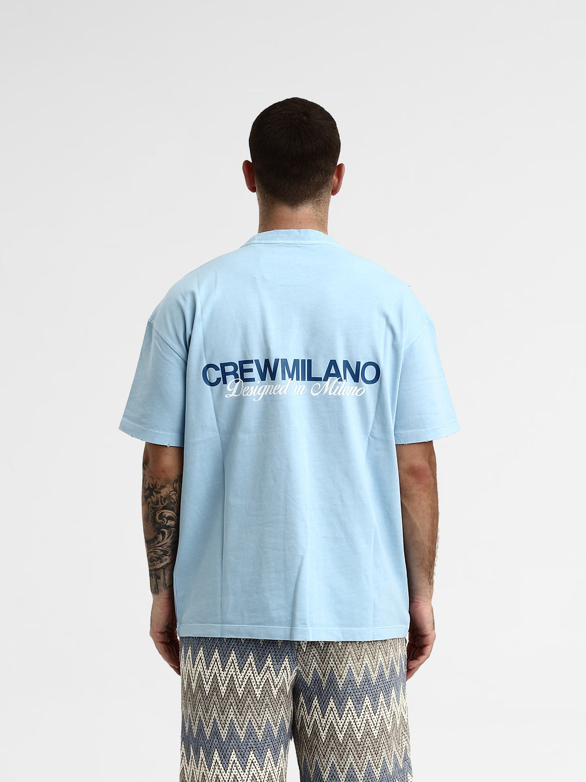 CREW Milano Oversize Vac T-Shirt Logo Print - Blue/Blue