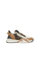 Fendi Flow Sneakers Brown leather and brown FF jacquard running shoes