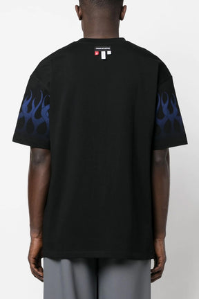 VISION OF SUPER BLACK TSHIRT WITH BLUE FLAMES