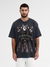 CREW Milano Oversize T-Shirt Logo Print Dark Grey