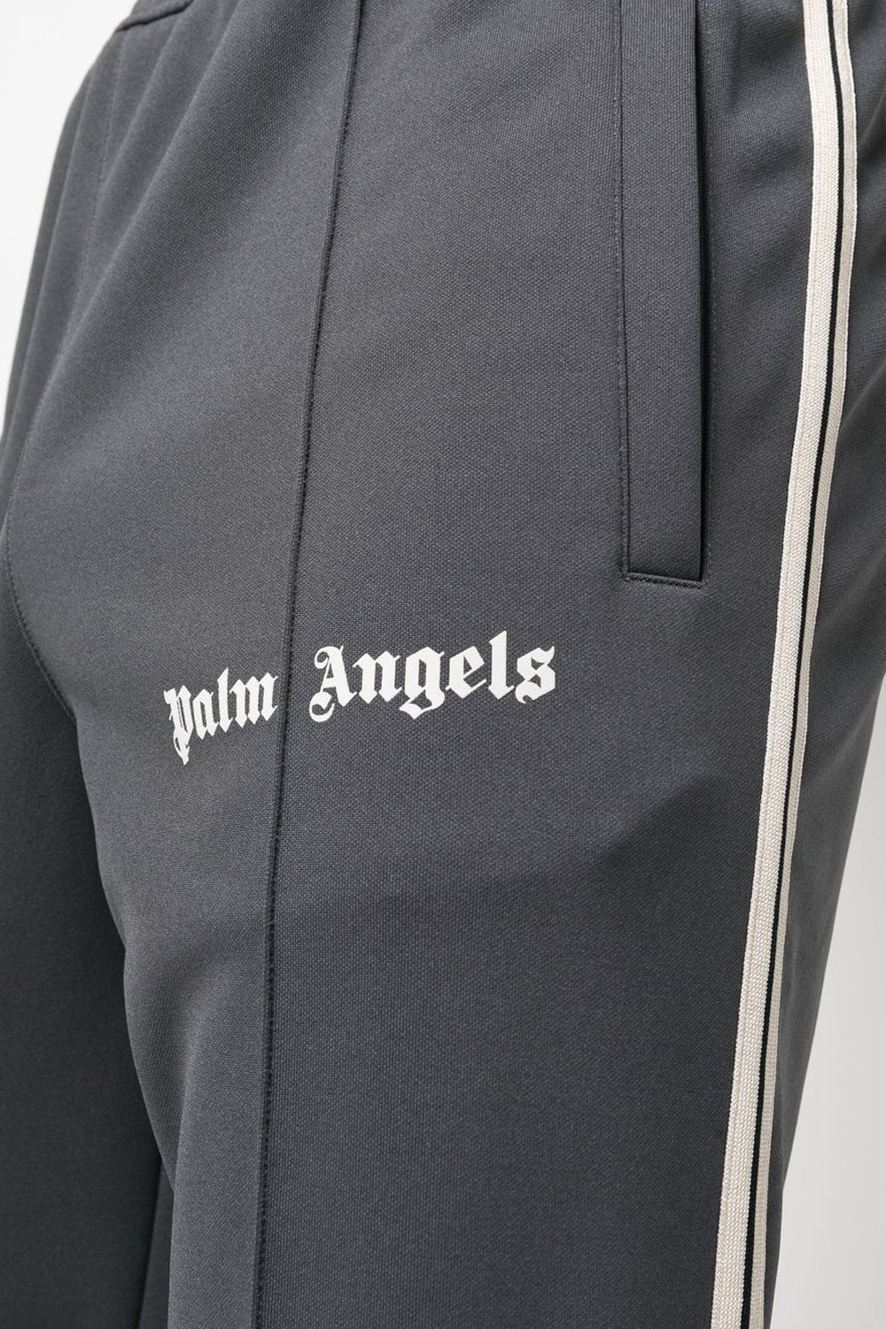 Palm Angels logo-print slim track pants dark grey