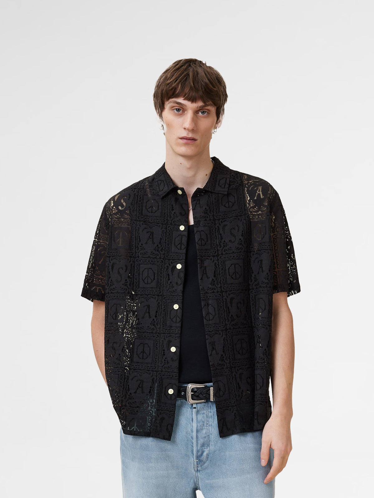 Allsaints Netley Short Sleeve Lace Shirt