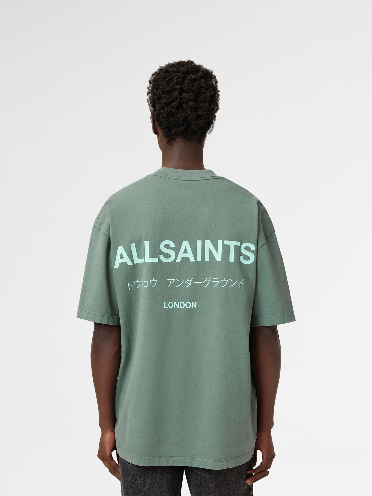 Allsaints Smokey Green Underground Oversized Crew Neck T-Shirt