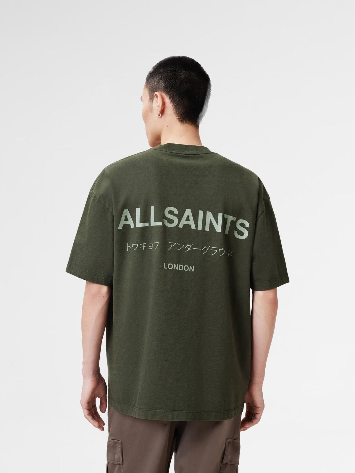 Allsaints Kombu Green Underground Oversized Crew Neck T-Shirt