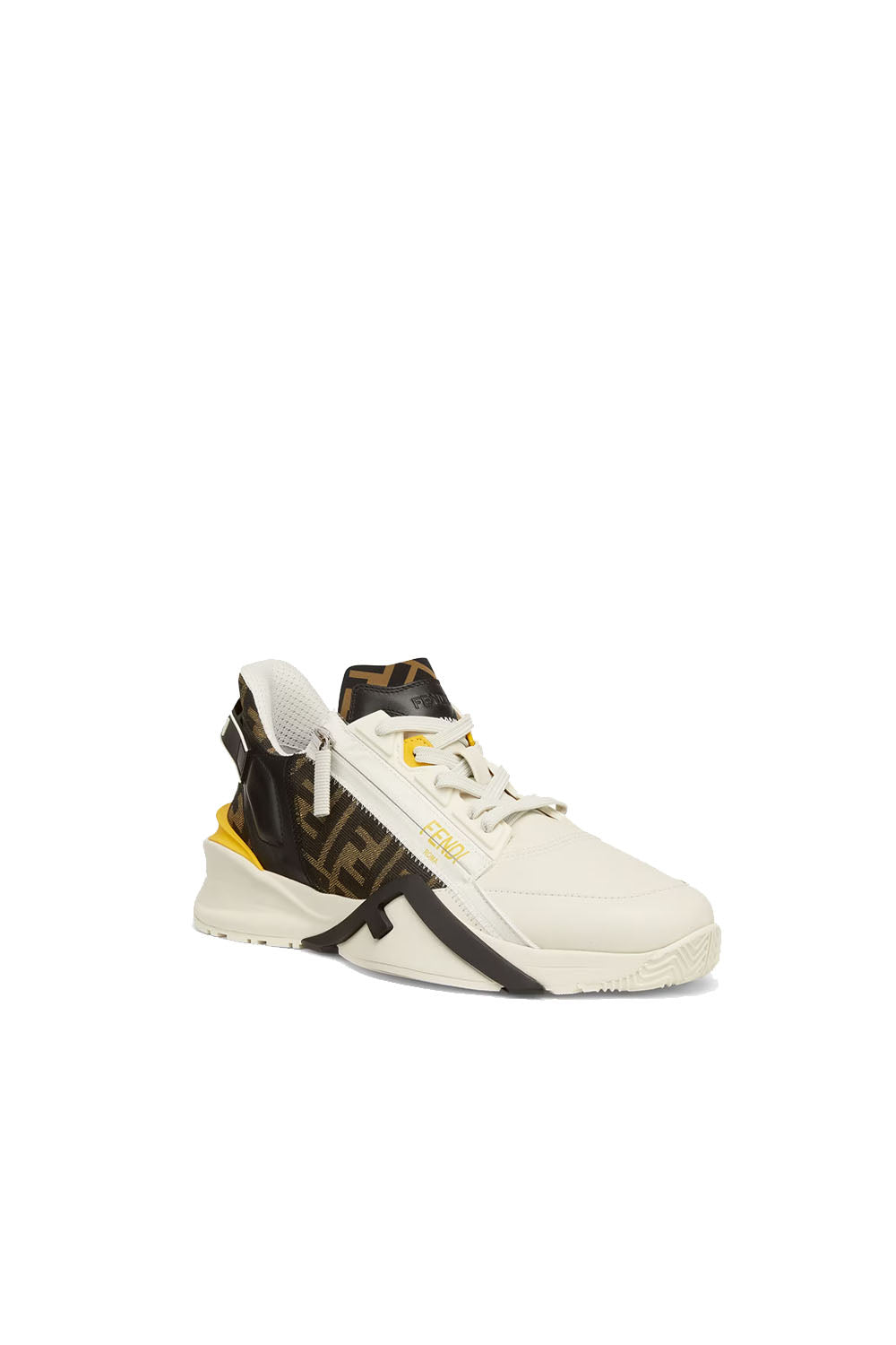 Fendi Flow Sneakers Black leather and brown FF jacquard running shoes