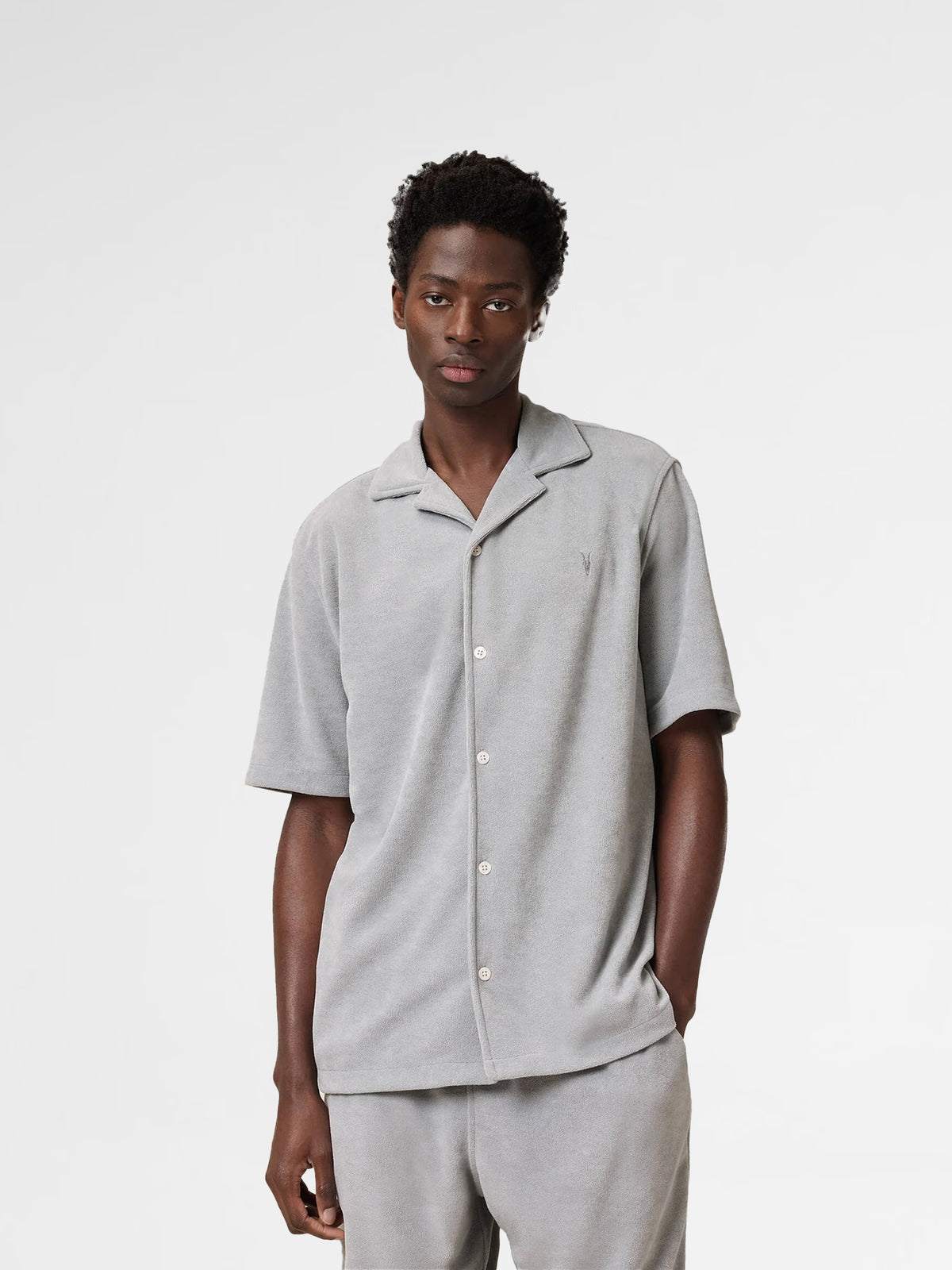 Allsaints Grey Felix Relaxed Towel Short Sleeve Shirt