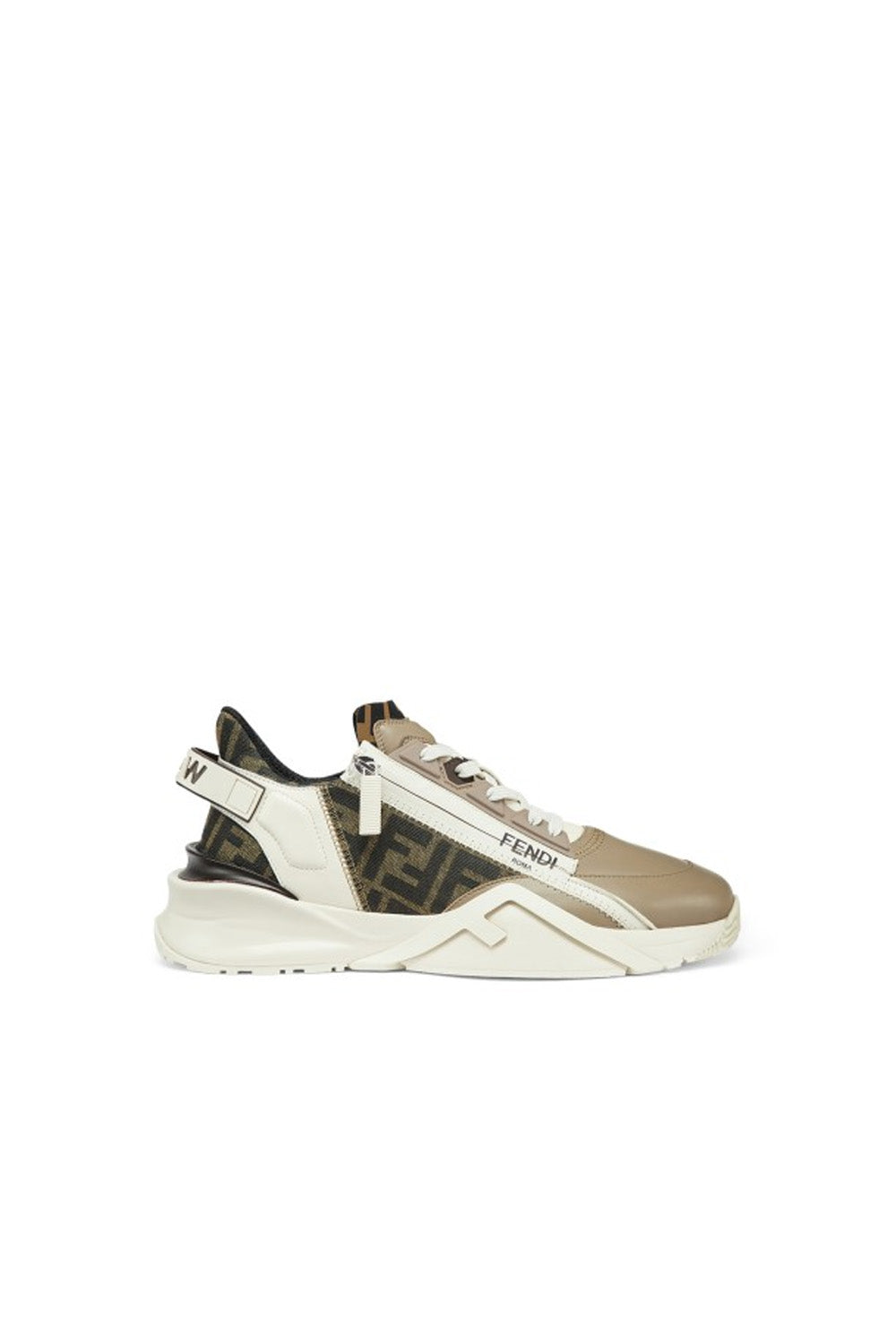 Fendi Flow leather and jacquard fabric sneakers