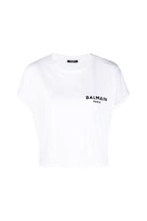 Balmain logo-print cropped T-shirt