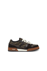 Fendi Match Sneakers Brown FF jacquard and black suede fabric low-tops