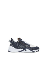 Fendi Flow Sneakers Black leather and brown FF jacquard running shoes