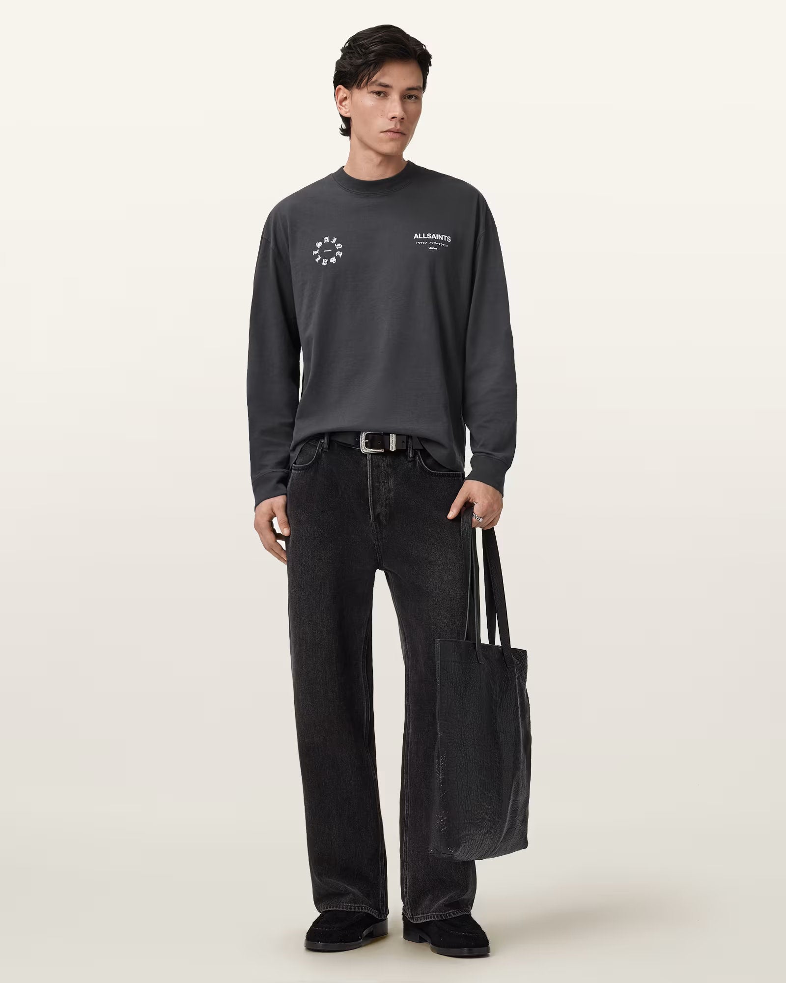 ALLSAINTS Kindred Black Long T-Shirt M043PD-162