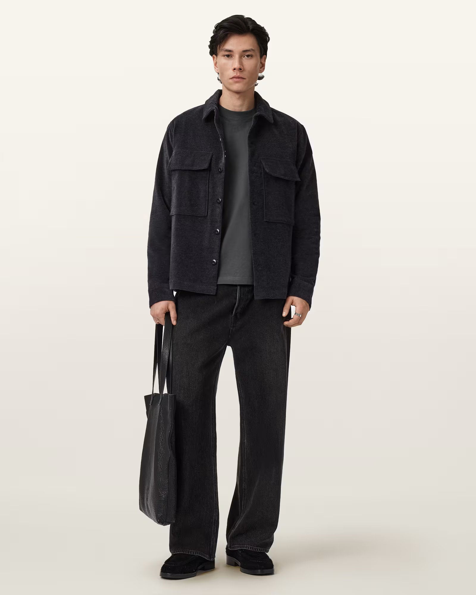 ALLSAINTS Kindred Black Long T-Shirt M043PD-162