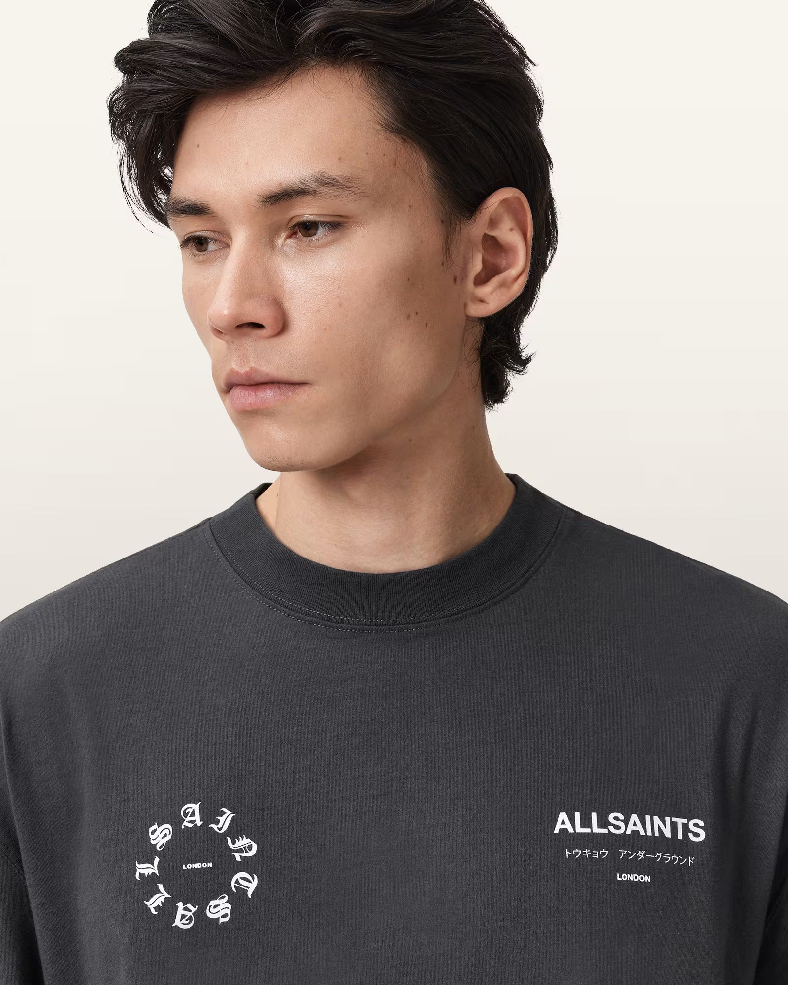ALLSAINTS Kindred Black Long T-Shirt M043PD-162