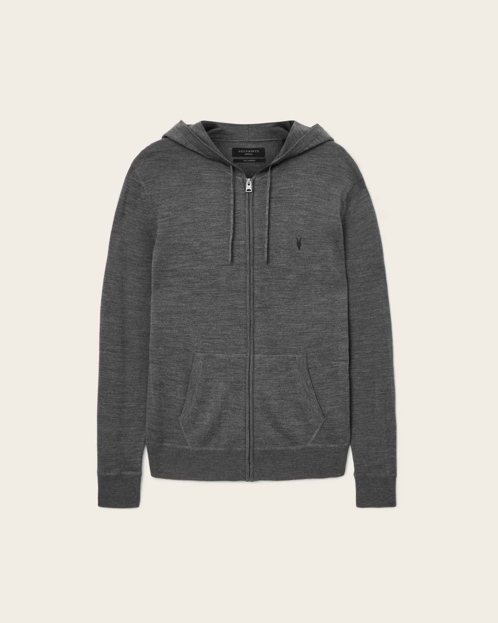ALLSAINTS Mode Merino Zip Grey Hoodie M084KB-7155