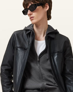 ALLSAINTS Mode Merino Zip Grey Hoodie M084KB-7155