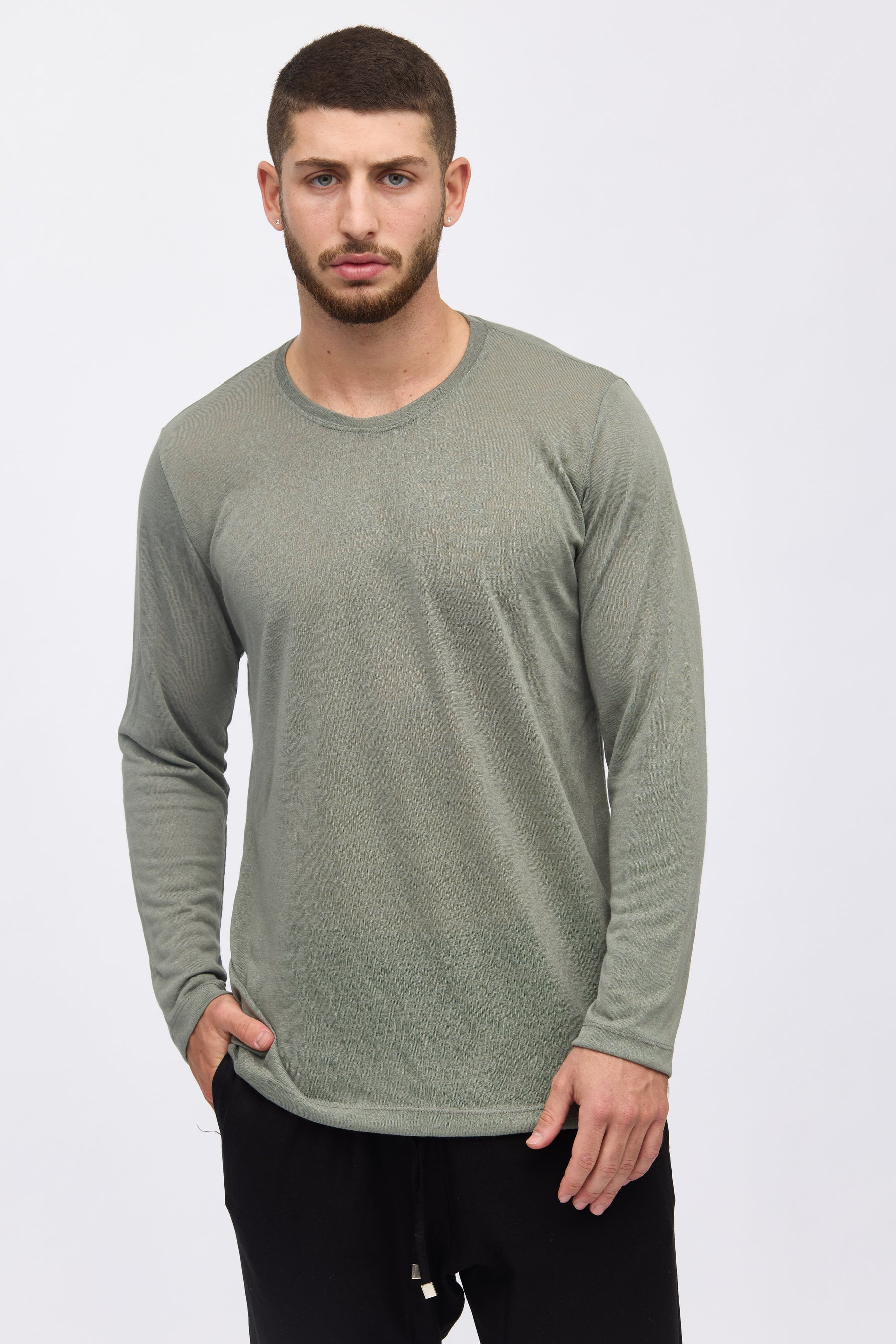 Crew Milano Relaxed Linen Long Sleeve T-Shirt