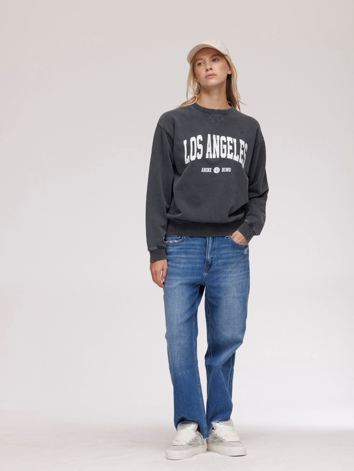 Anine Bing Ramona Sweatshirt Los Angeles - Washed Black