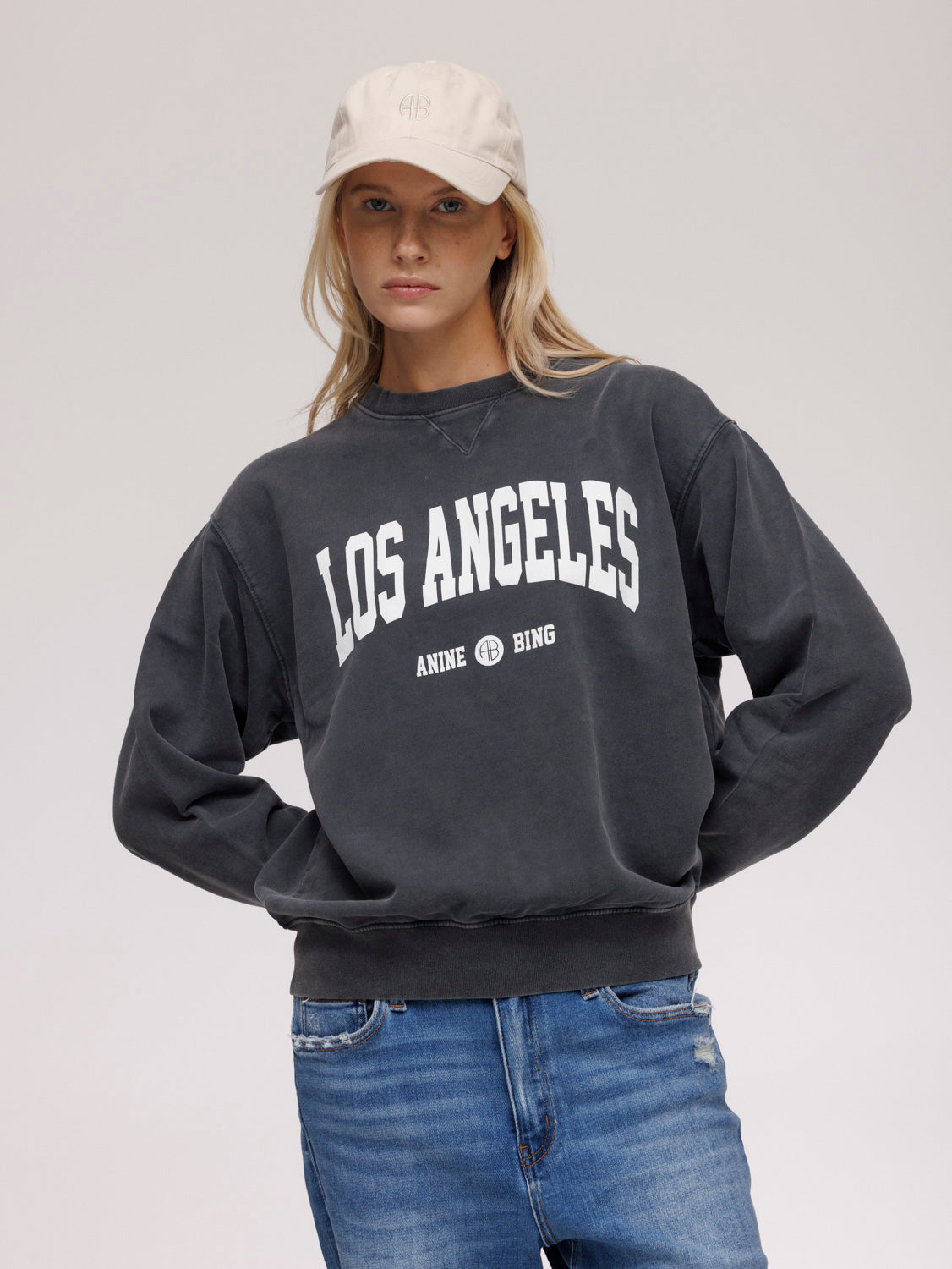 Anine Bing Ramona Sweatshirt Los Angeles - Washed Black