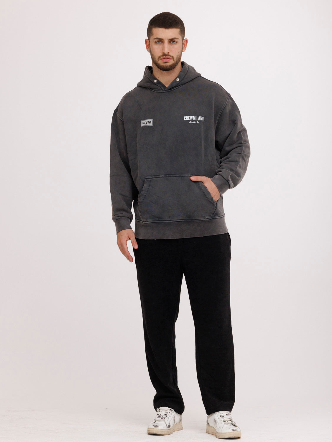 CREW MILANO Relax Style Sticker Hoodie