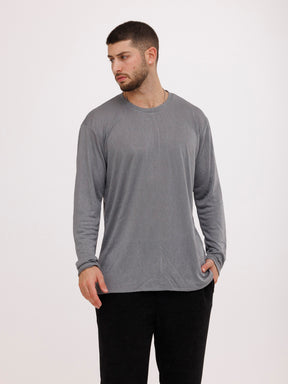 CREW Milano Linen Long Sleeve T-Shirt Grey