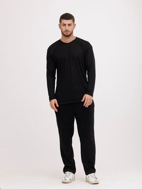 CREW Milano Linen Long Sleeve T-Shirt Black