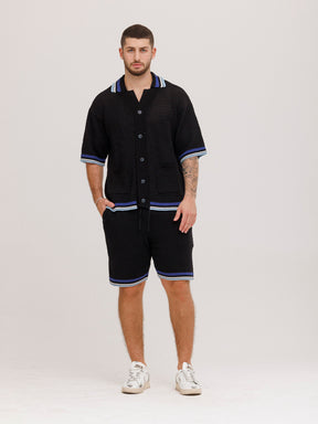 CREW Milano Tennis Shorts Knitwear Black Stripes