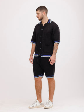 CREW Milano Tennis Shorts Knitwear Black Stripes