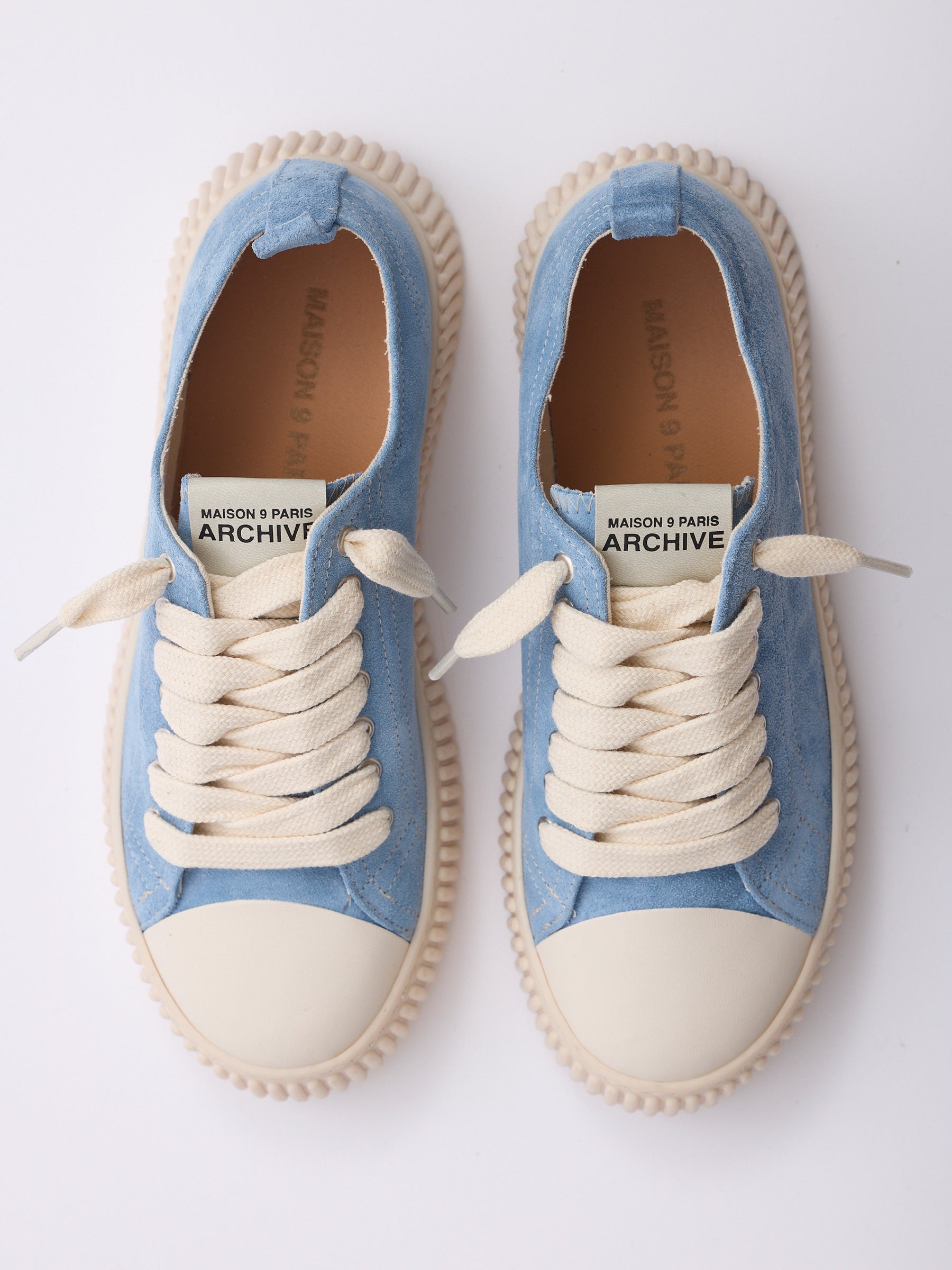 MAISON 9 PARIS Sneakers - Blue Jeans Suede Leather