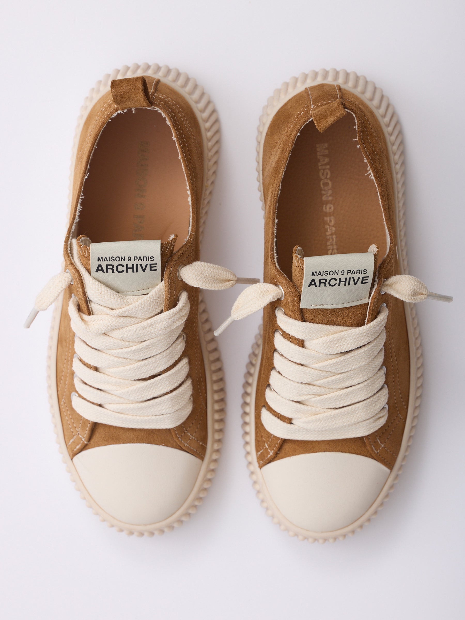 MAISON 9 PARIS Sneakers - Camel Suede Leather