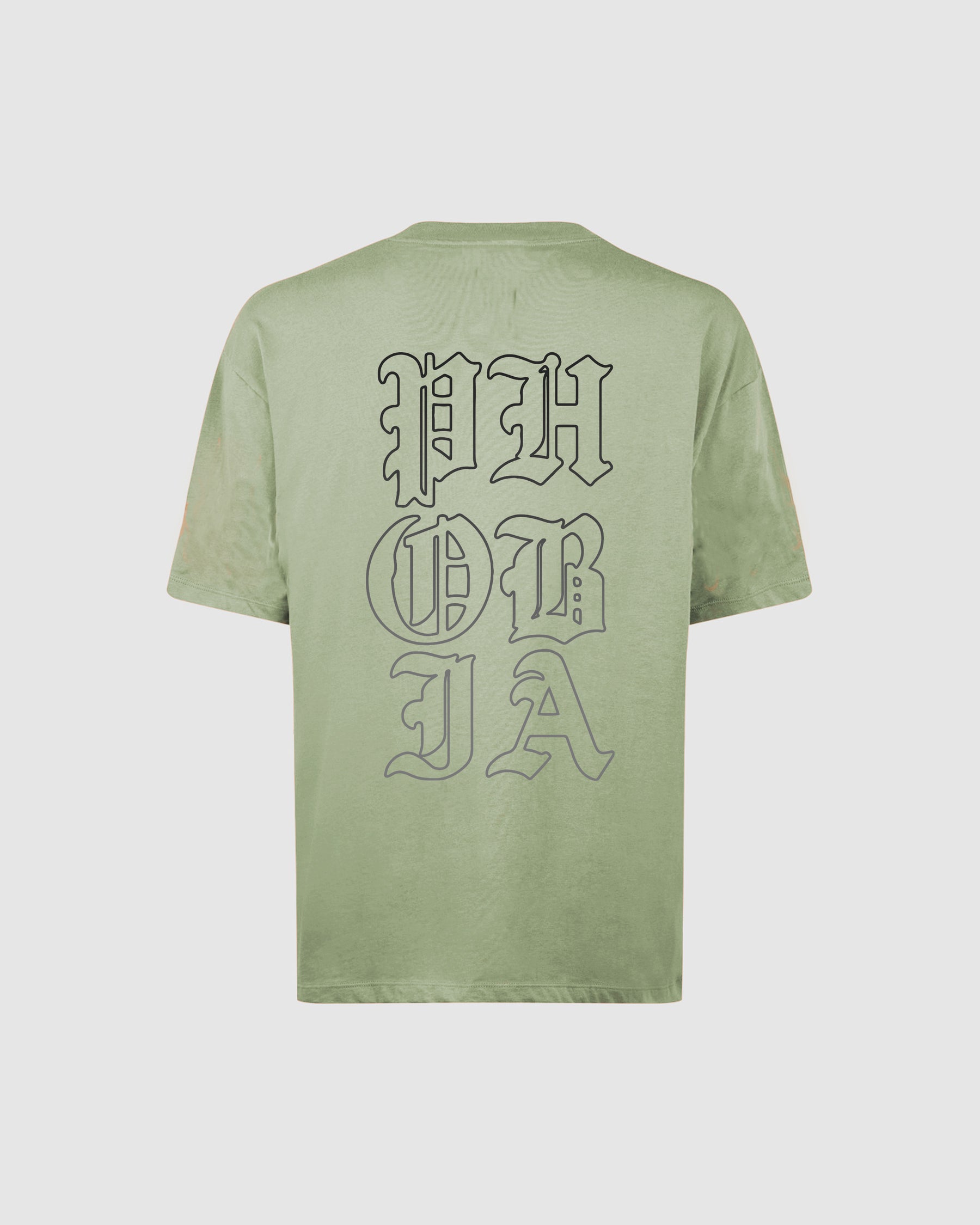 PHOBIA GREEN T-SHIRT WITH GREY MOUTH PRINT