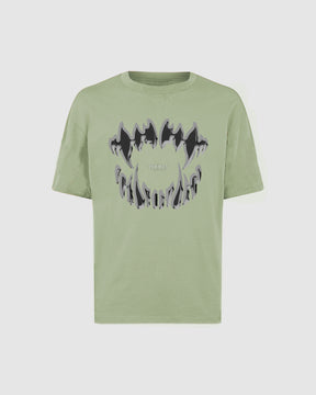 PHOBIA GREEN T-SHIRT WITH GREY MOUTH PRINT