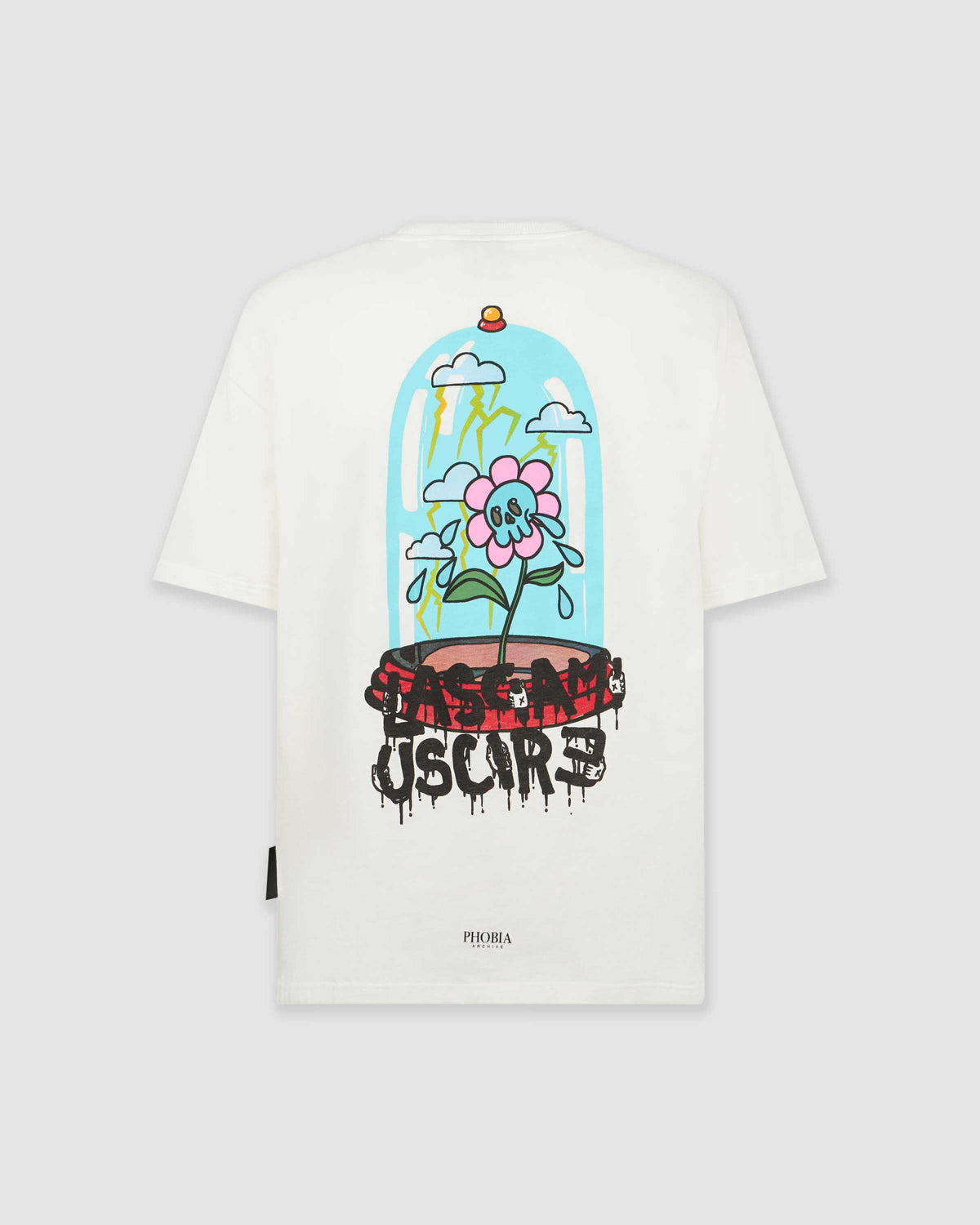 PHOBIA WHITE T-SHIRT WITH GRAPHIC PRINT