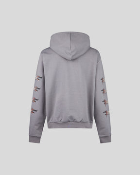 PHOBIA GREY HOODIE WITH SHARK PRINT