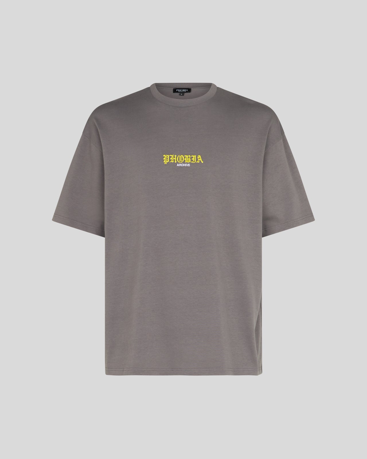 PHOBIA GREY T-SHIRT WITH SKULL PRINT