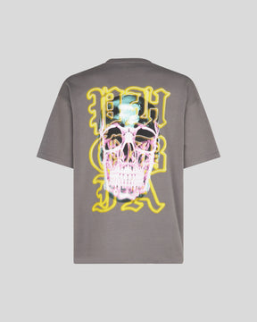 PHOBIA GREY T-SHIRT WITH SKULL PRINT