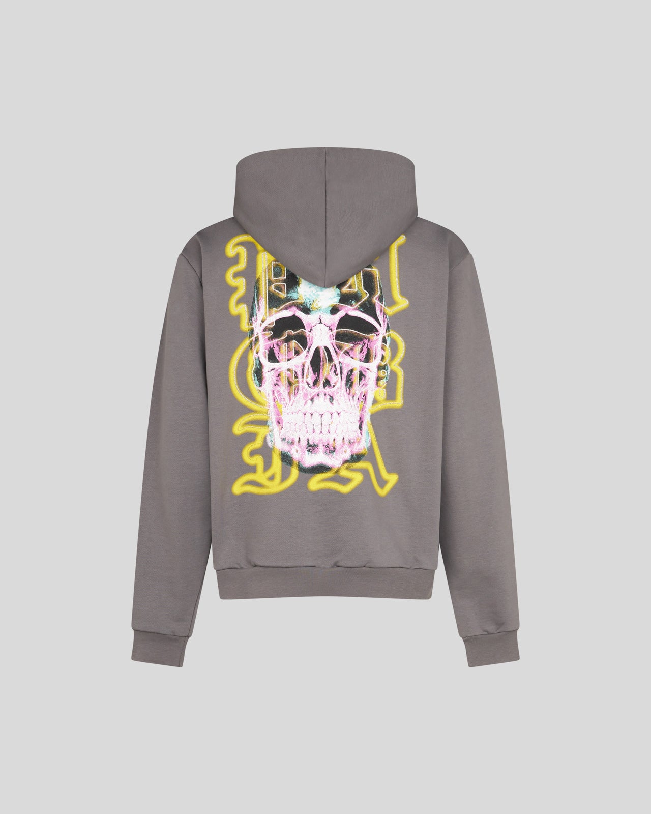 PHOBIA GREY HOODIE WITH SKULL PRINT