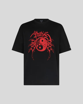 PHOBIA BLACK T-SHIRT WITH RED YIN&YANG PRINT