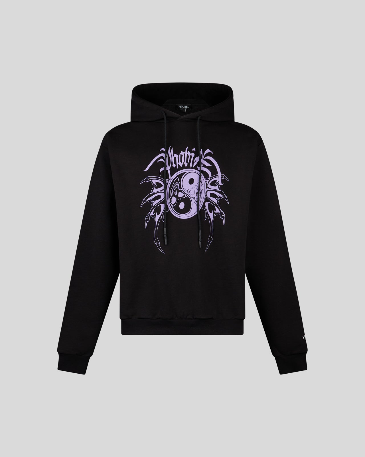 PHOBIA BLACK HOODIE WITH LILAC YIN&YANG PRINT