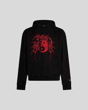 PHOBIA BLACK HOODIE WITH RED YIN&YANG PRINT