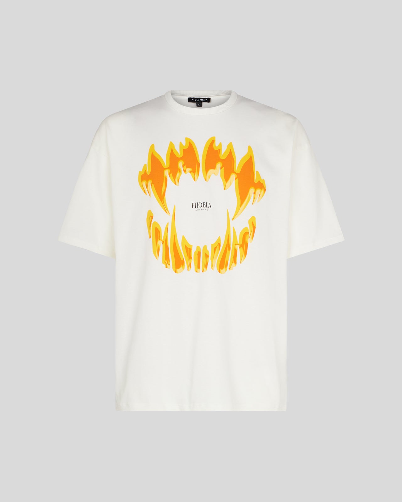 PHOBIA WHITE T-SHIRT WITH ORANGE MOUTH PRINT