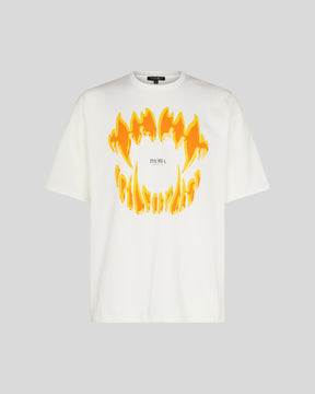 PHOBIA WHITE T-SHIRT WITH ORANGE MOUTH PRINT