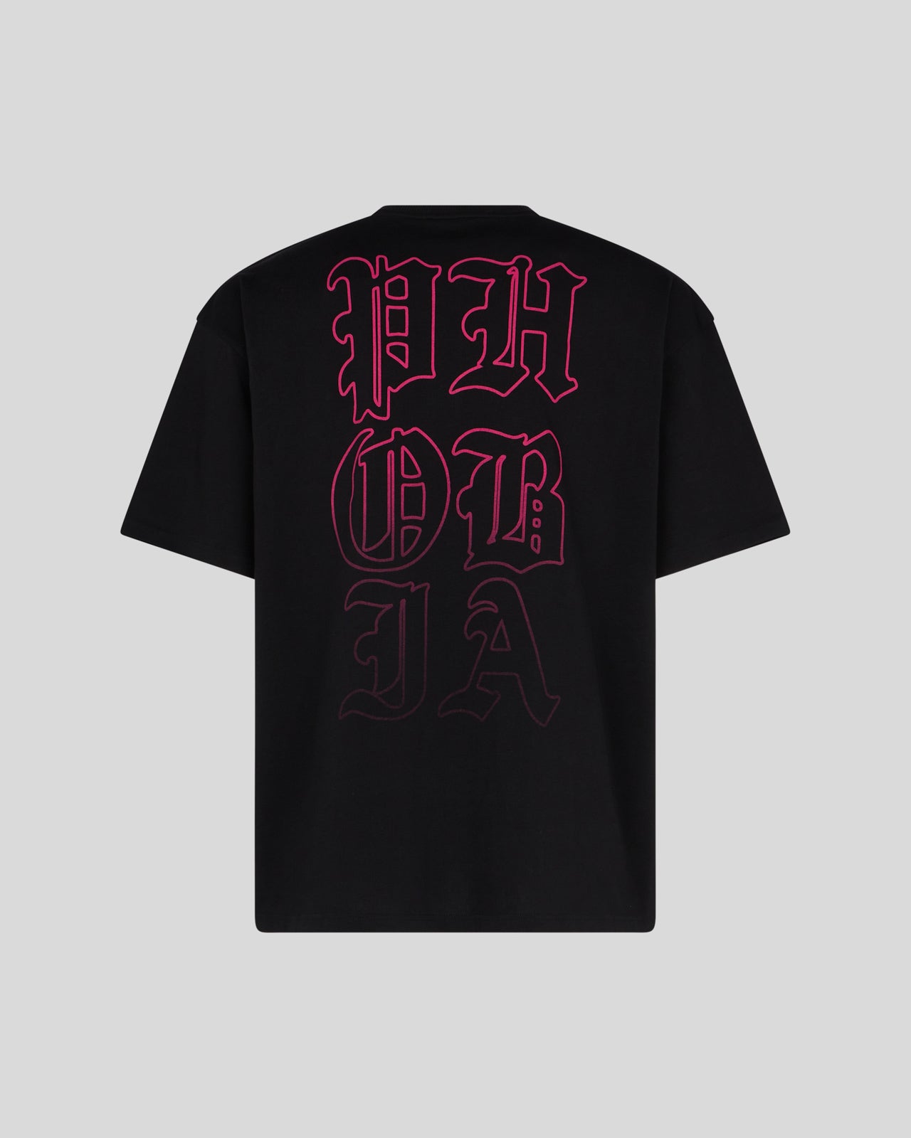 PHOBIA BLACK T-SHIRT WITH PINK MOUTH PRINT