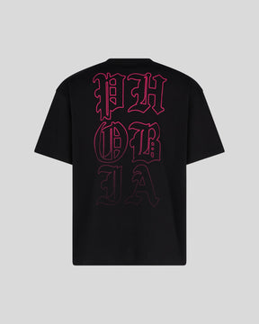 PHOBIA BLACK T-SHIRT WITH PINK MOUTH PRINT