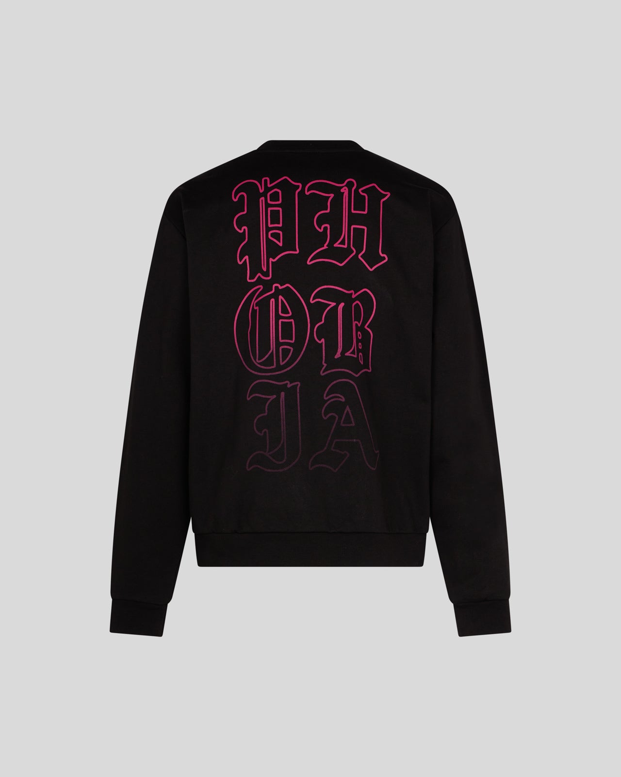 PHOBIA BLACK CREWNECK WITH PINK MOUTH PRINT