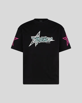 PHOBIA BLACK T-SHIRT WITH PINK STARS PRINT