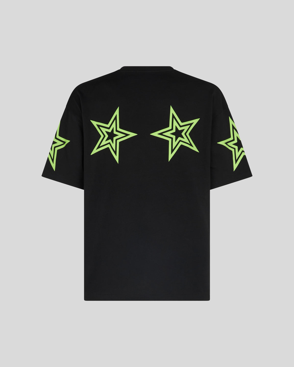 PHOBIA BLACK T-SHIRT WITH GREEN STARS PRINT