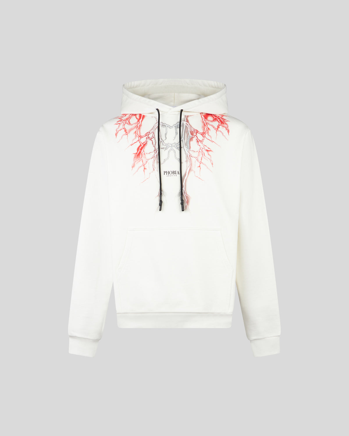 PHOBIA WHITE HOODIE WITH RED GREY LIGHTNING
