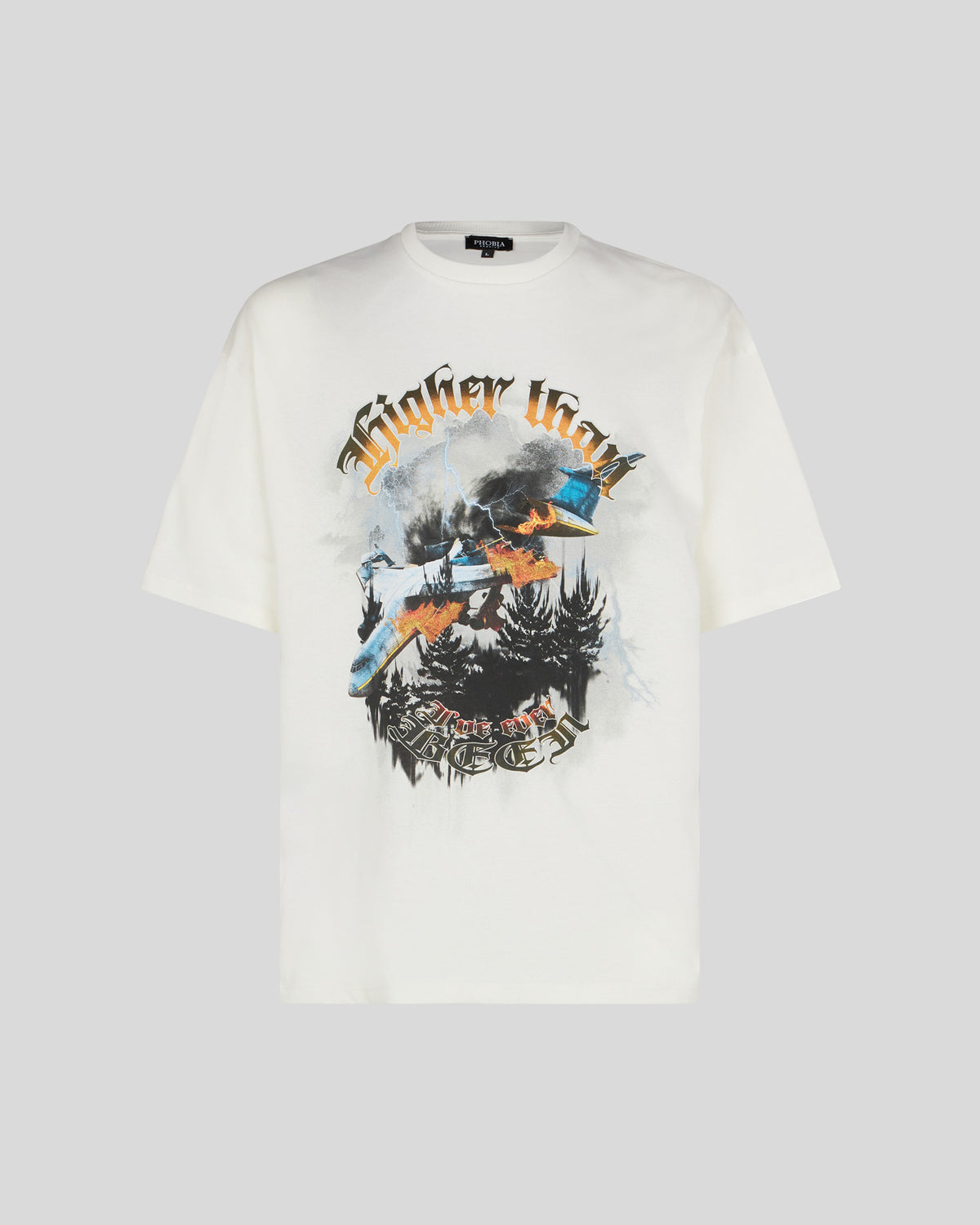 PHOBIA WHITE T-SHIRT WITH EMIS KILLA PLANE PRINT