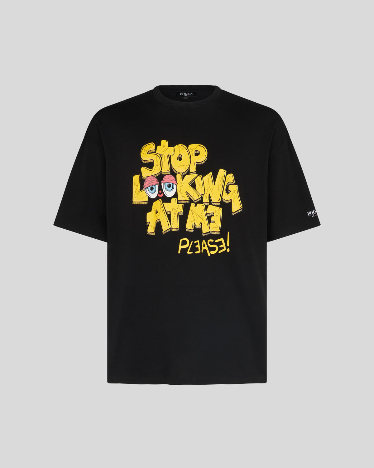 PHOBIA BLACK T-SHIRT WITH TDC PLEASE PRINT