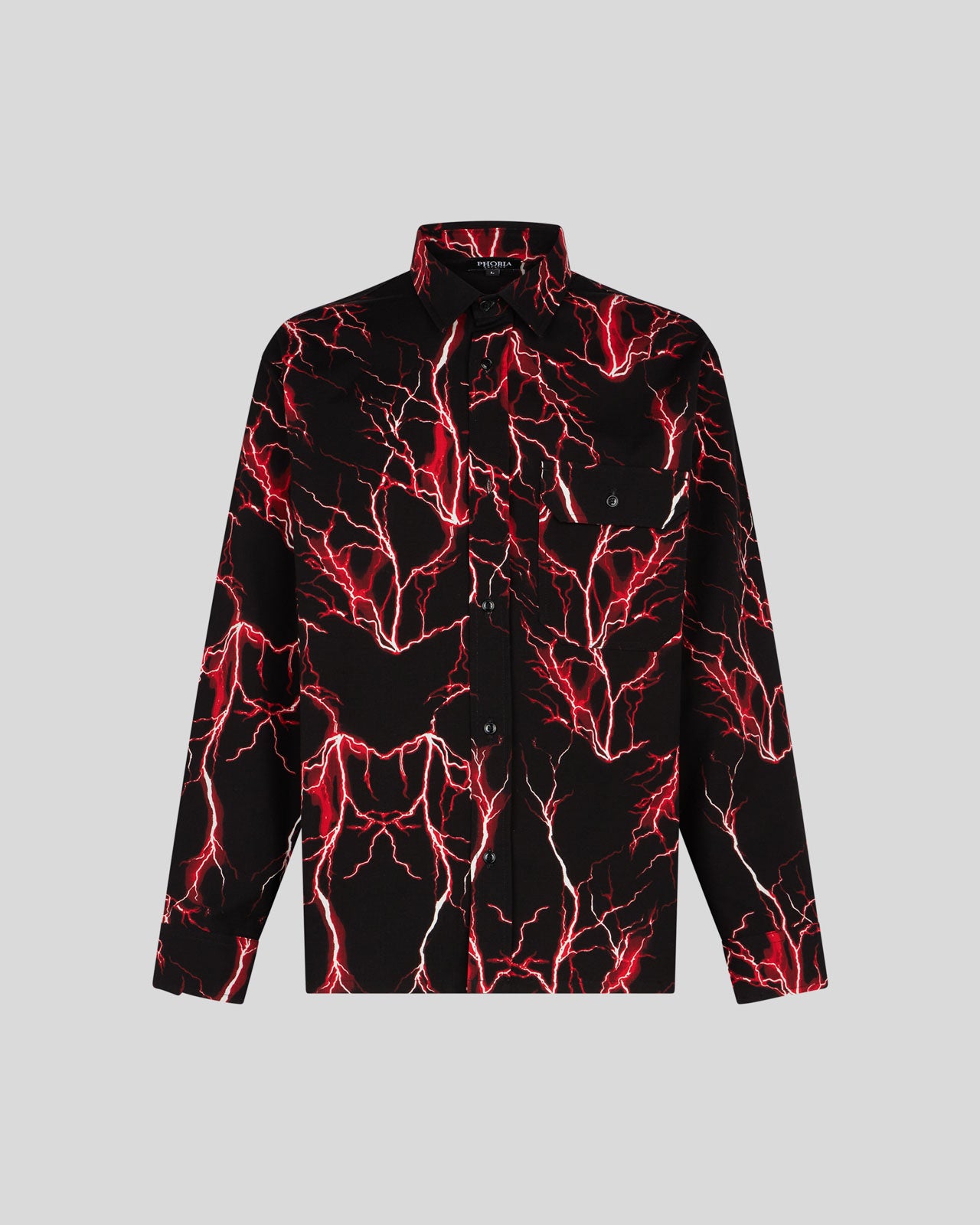 PHOBIA BLACK SHIRT WITH RED ALL OVER LIGHTNING